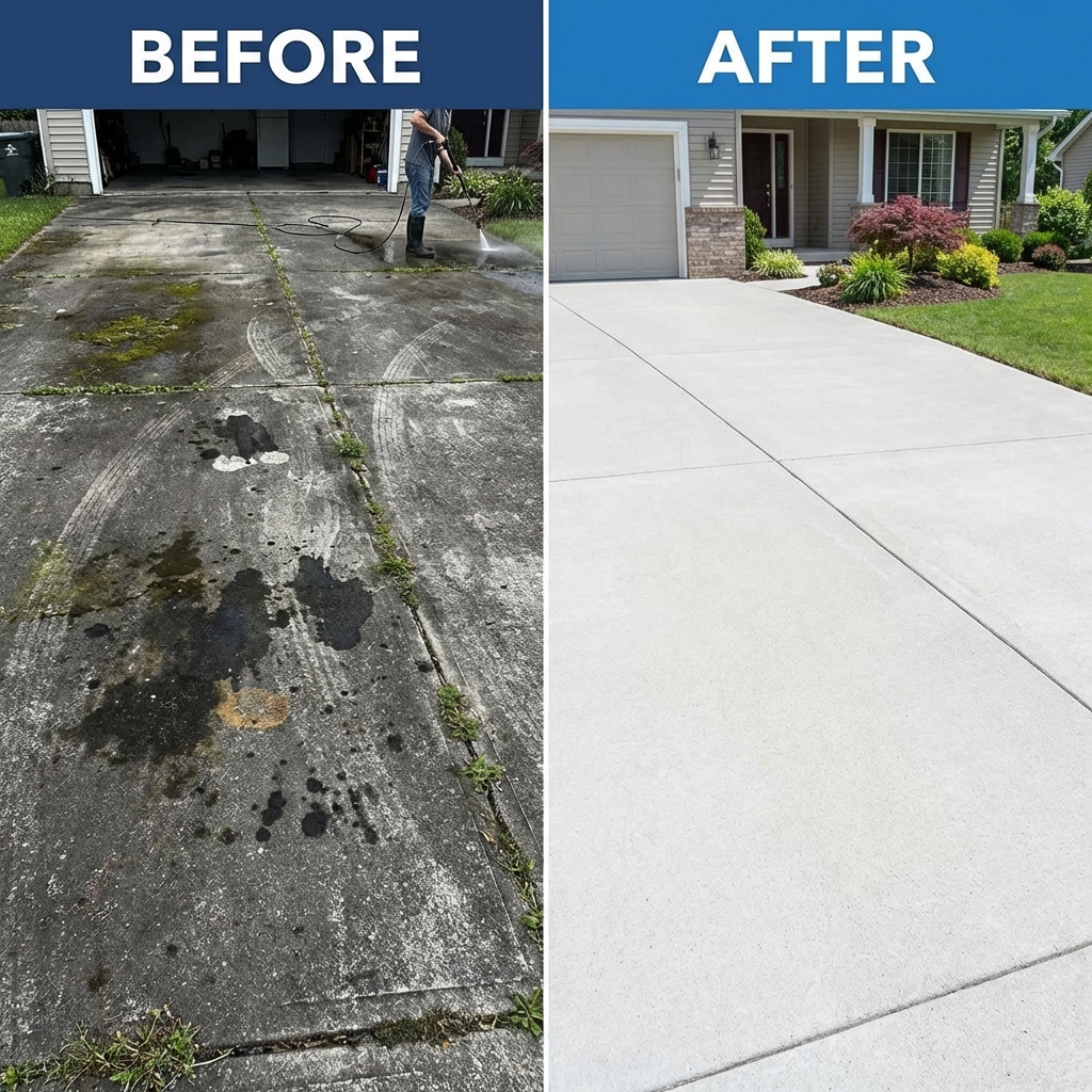 Driveway Cleaning Before After
